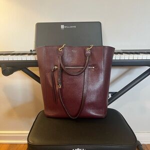 Mulberry Large Maple Tote in Burgundy Goatskin Leather. w Purple Pouch. Rare.